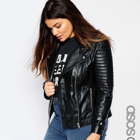 ASOS Curve Jackets & Blazers - ASOS Curve Real Leather Moto Jacket